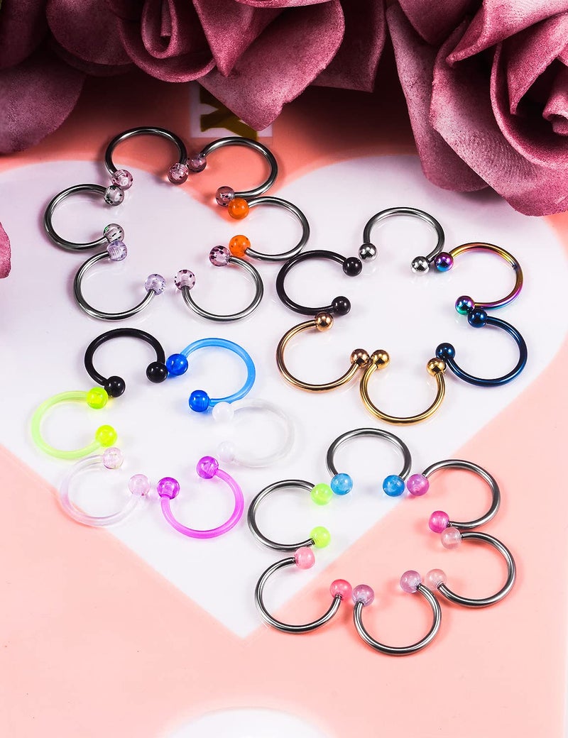 Cisyozi 16G Septum Ring Jewelry Surgical Stainless Steel Horseshoe cute Septum Nose Cartilage Helix Tragus Rook Daith Earring Hoop Lip belly Navel Eyebrow Ring Piercing Jewelry Retaine Women Men 10mm - Image 3